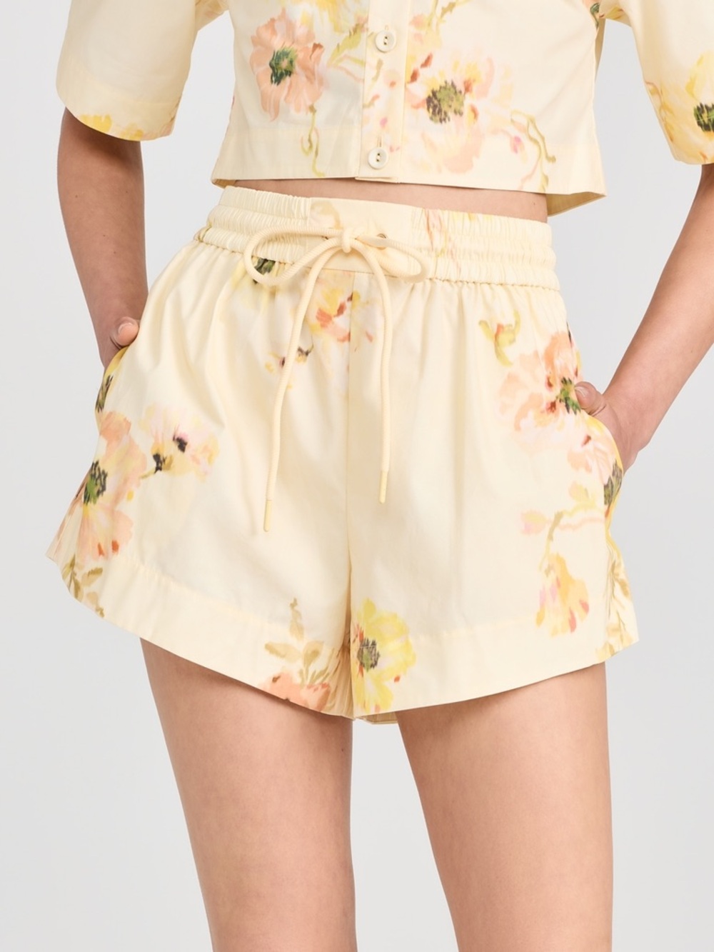 Zimmermann Cotton Lightburst Relaxed Shorts Yellow Floral Sz 0 (US 4)